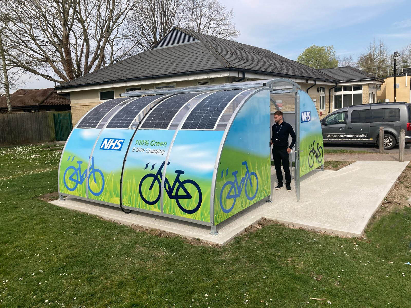 NHS_Witney_Hospital_E-bike_Charging Solar e-bike Charger from Solarcycle